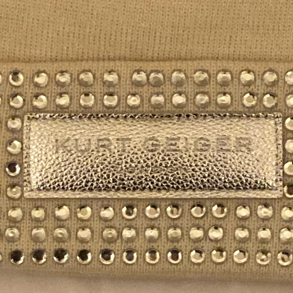 Kurt Geiger Cream Beanie with Metallic Stud Accents - Picture 2 of 3